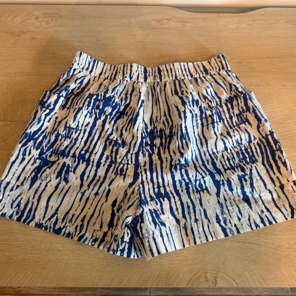 Rails Blue White Tiger Stripe Elastic Waist Pull On Shorts Womens Small - Picture 1 of 6